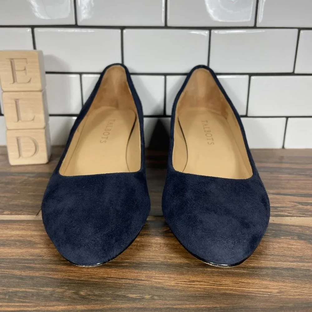 Talbots Women's Size 6.5 Shoes Blue Suede Slip On Comfort Wedge Pump